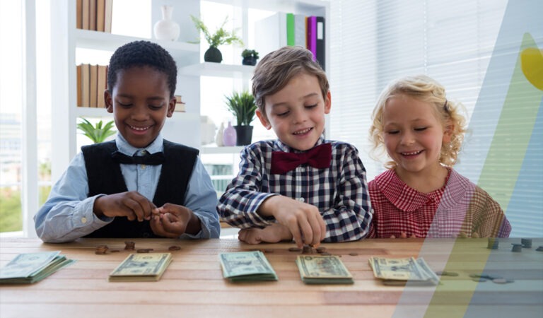 3 children counting money